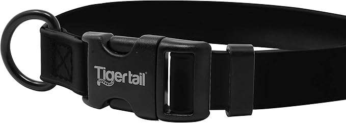 Tiger Tail Black X Small Dog Collar | Waterproof and Odor-Proof for Active Pets | Durable, Anti-Mat, and Lightweight Design | Made with Premium Coated Nylon | Suitable for Extra Small Breed Dogs