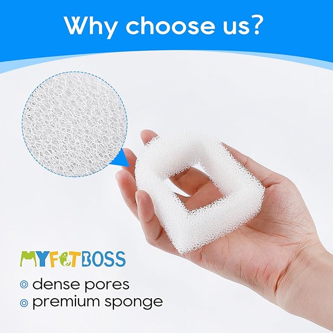 MyfatBOSS Cat Water Fountain Filter Compatible with Petsafe Water Fountain, for Drinkwell Pet Fountain Filters, Replacement Foam Filters for 360 Pet Fountain Seaside Pagoda 1/2 Gallon Fountains 8PCS