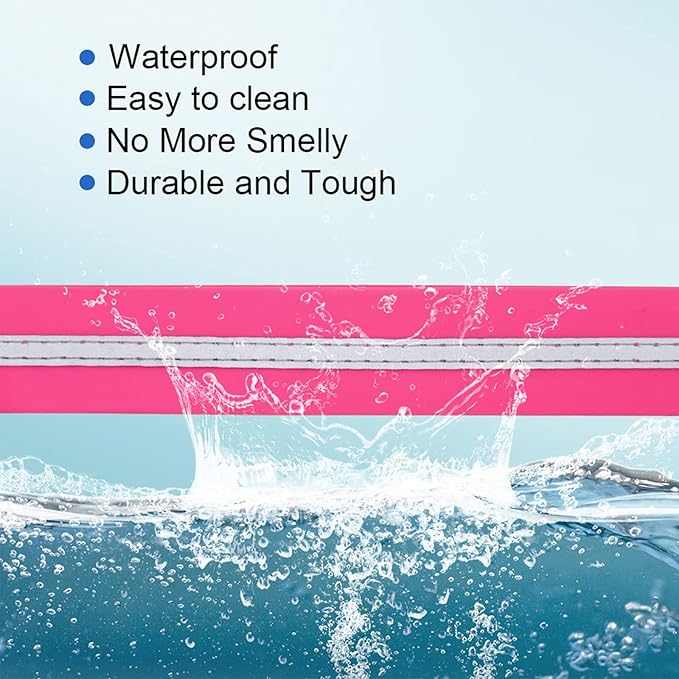 NIMBLE Dog Collar Waterproof Pet Collars Anti-Odor Durable Adjustable PVC & Polyester Soft with Reflective Cloth Stripe Basic Dog Collars S/M/L Sizes (Medium (11.81”-18.5”inches), Pink)