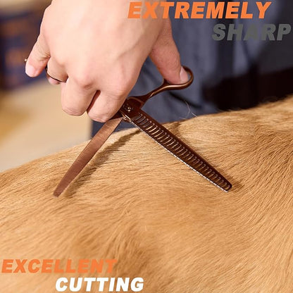 High-end Professional Dog Grooming Thinning Scissors Teeth Cutting Blending Shears Pet Texturizing Shears 7.5 Inch Extremely Very Sharp Stainless Steel Alloy For Cat Other Animals Groomer
