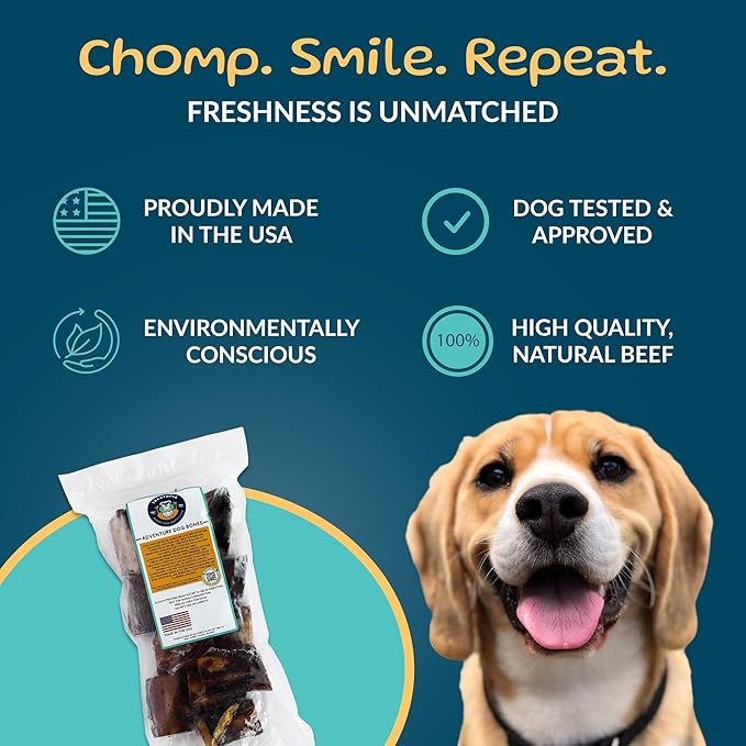 TREATOPIA Adventure Beef Marrow Dog Bones, Dynamo, 3”, 12 PC - All-Natural, Center-Cut, Long-Lasting, Healthy, Single Ingredient, Hand-Trimmed, Slow-Roasted, Made in The USA, No Additives
