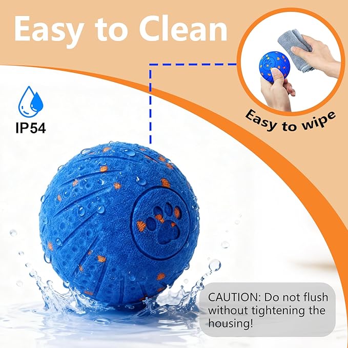 Interactive Dog Toys: Smart Dog Ball – Auto-Bounce, Vibrating & Jumping Action! Durable Duraspin Design for Aggressive Chewers. Rechargeable & Long-Lasting, Keeps Dogs Busy and Entertained Blue.