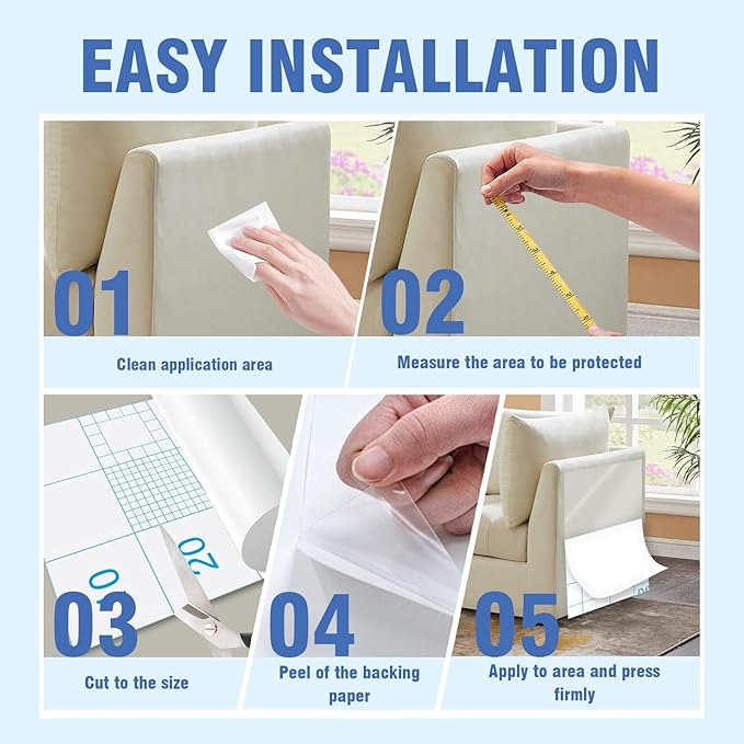 Cat Scratch Furniture Protector, 157" x 11.8" Couch Protector from Cat Claws, Thickened Transparent Self-Adhesive Furniture Protectors for Couch Protection from Cat Scratching
