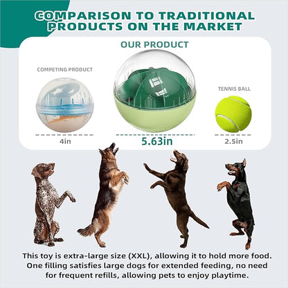 KADTC Extra-Large Size Durable Dog Treat Dispenser - Giggle Ball for Aggressive Chewers Breed Dogs Giggling Balls Indestructible Food Dispensing Toy Interactive Play Indoor & Outdoor