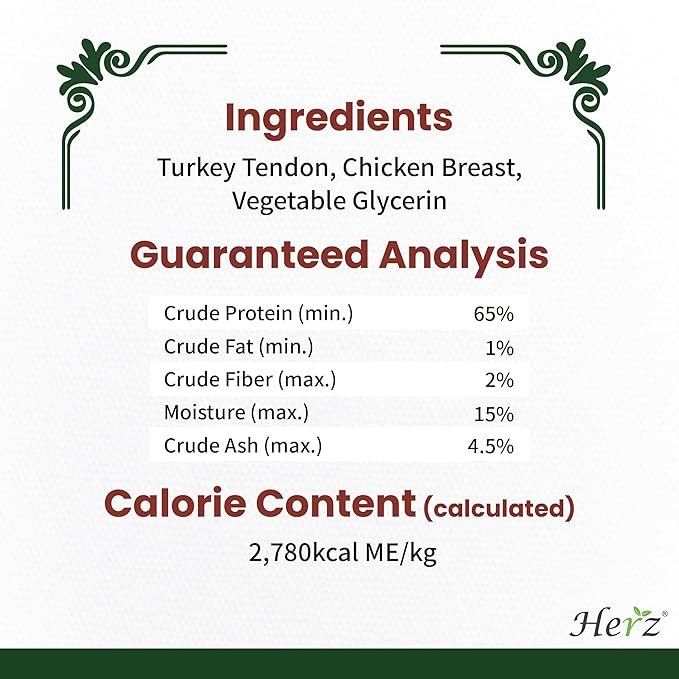 Herz Turkey Tendons for Dogs, Duo-Protein, Hypoallergenic Puppy Treats, USA-Sourced, Rawhide Free, Long Lasting Chews, Turkey Tendon & Chicken, Healthy Dog Treats for Small Dogs, Rope (S), 3 oz Pack