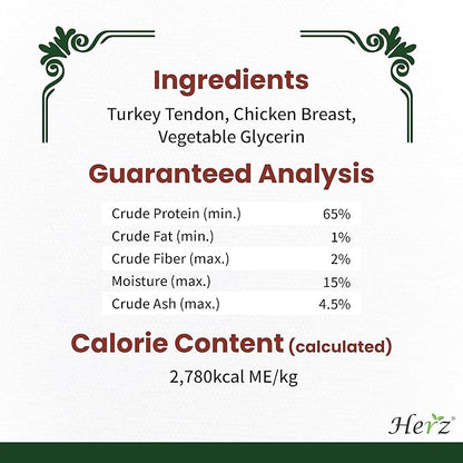 Herz Turkey Tendons for Dogs, Duo-Protein, Hypoallergenic Puppy Treats, USA-Sourced, Rawhide Free, Long Lasting Chews, Turkey Tendon & Chicken, Healthy Dog Treats for Small Dogs, Ring (S), 3 oz Pack