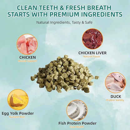 ERERMAB 4 Pack Dental Chews for Dogs, Freeze Dried Dog & Cat Treats to Help Clean Teeth & Freshen Breath,Supports Gum & Oral Health, Daily Oral Care Treats for Cats and Dogs