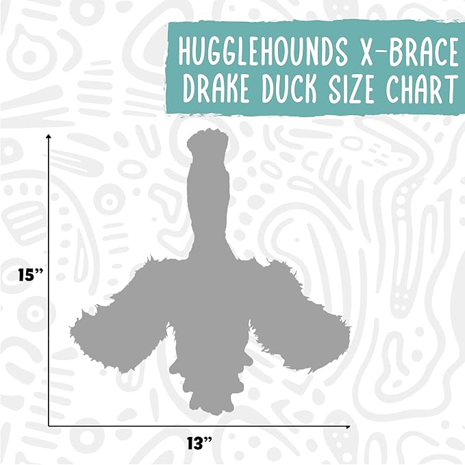HuggleHounds X-Brace Squeaky Dog Toy - Interactive Dog Toys for Large Pets to Keep Them Busy, Pet Supplies, Soft & Cute Puppy Plush with Squeak, Tough Plushy - Drake Duck, Large