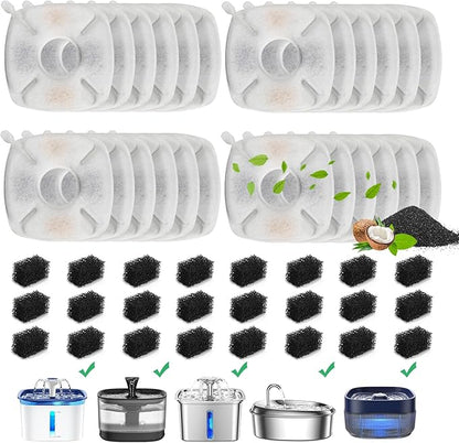 DOOOB 48 Pcs Cat Water Fountain Filter, 24 Packs Cat Fountain Filter, Cat Fountain Replacement Filters, Pet Water Fountain Filters for 95oz/2.8L Pet Water Fountain