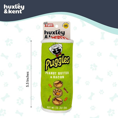 Huxley & Kent Funny Dog Toy w/Squeaker – Power Plush Squeaky Dog Toys for Small Dogs – Durable Small Stuffed Animal for Indoor Play & Fetch - Tiny Tuff Puggles Can