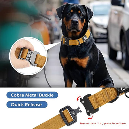 Heavy Duty Dog Collars for Medium and Large Dogs - Adjustable, Chew Proof Nylon Collar with Metal Quick Release Buckle and D-Ring for Dog Tags (Turmeric Yellow, XL)