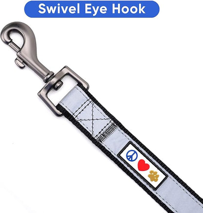 Pawtitas Black Dog Leash 6 ft Custom ID Lead for Dogs & Puppies Reflective Comfortable Padded Handle Embroidered Name & Phone Number