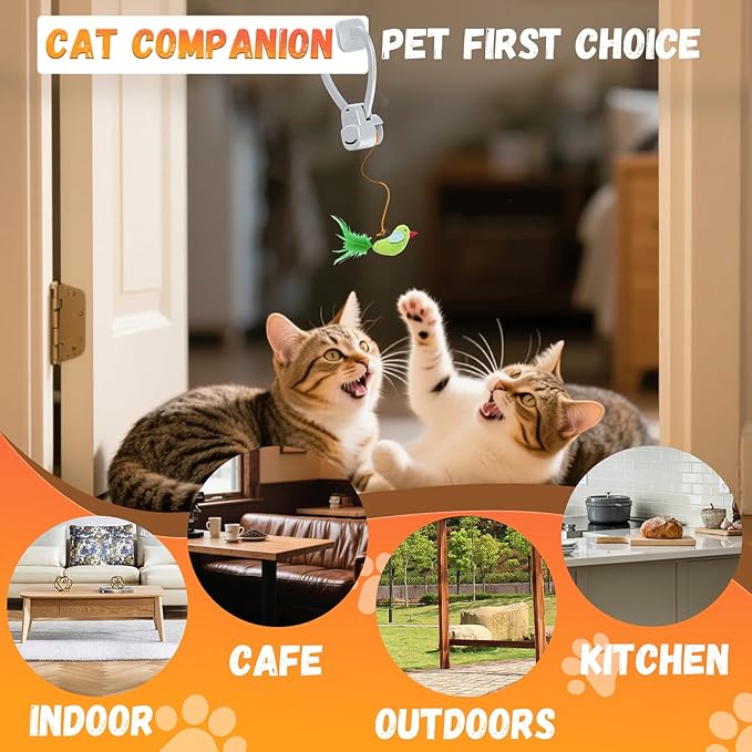 CATPICK Interactive Cat Toys for Indoor Cats Automatic Electric Flying Bird Feather Mouse Toy - Best Kitten & Adult Cat Enrichment Mouse cat Toy Hanging Electric Kitty Toys for Bored Cats