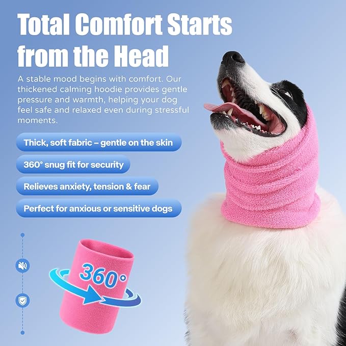 3 Pack Bundle (S, M, L) Dog & Cat Calming Band Cat Anxiety Relief Cover,Double Layer Thickened Elastic Neck Band Ear Muffs for Anxiety Relief/Noise Protection,Grooming,Thunder,Fireworks