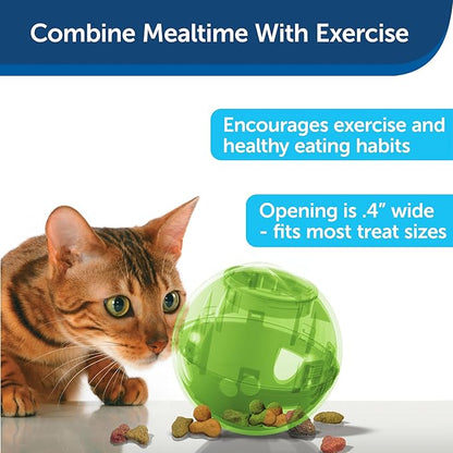 PetSafe SlimCat Interactive Feeder - Combines Play with Mealtime - Adjustable Portions - BPA-Free Plastic - Slow Feeder for Digestion - Lightweight, Dishwasher-Safe Toy - Green