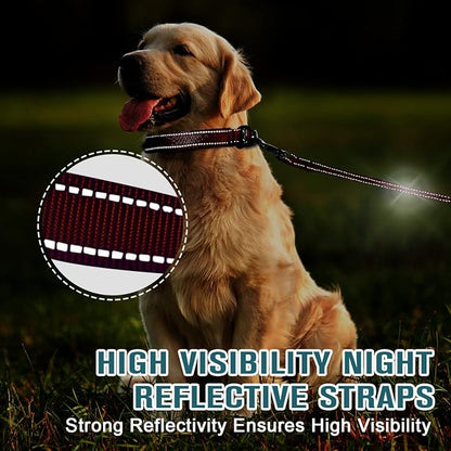 Dog Collar for Medium Small Large Dogs Reflective with Leash,Collar and Leash for Dogs,Soft Neoprene Padded 2 Pack(Red,M)