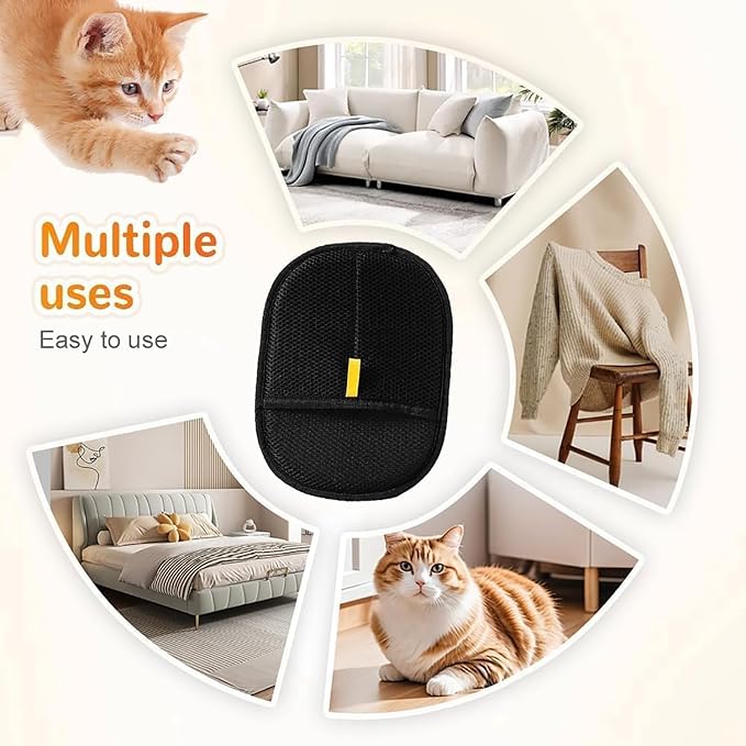 3pcs Pet Hair Removal Glove for Cats & Dogs, 2025 New Upgrade Efficient Grooming Gloves for Pet Hair, Reusable Cat Dog Electrostatic Hair Remover Grooming Glove Tool