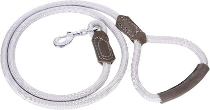 Mile High Life | Premium Leather Dog Leash | Strong Rope Leash | Leather Handle | Zinc Alloy Strong Clasp | Small Medium Large Dogs | 4/5/6 Feet(Sliver, 60 Inch (Pack of 1))