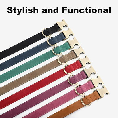 Plutus Pet Genuine Leather Dog Collar – Adjustable Pet Collar with Quick Release Metal Buckle, Soft Real Leather for Small Medium Large Dogs, Heavy Duty & Skin-Friendly (Purple, M)