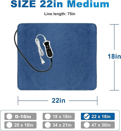 Quwzayail Pet Heating Pad for Dog, 9 Gears and time Settings and Metal Protective Tube, Adding Wire Rope Warming,Comes with Soft Fabric Cover.(22.0" L x 18.0" W x 0.5" Th, Blue Pattern)