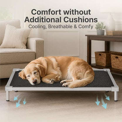 Pronest Elevated Dog Bed Medium Size Dog, Chew Proof Aluminum Alloy Heavy Duty Dog Supplies Cooling Raised Pet Cot Indestructible with Anti-Rust Washable Assembly for Crate Outdoor-40.6"x 28.7" x 7"