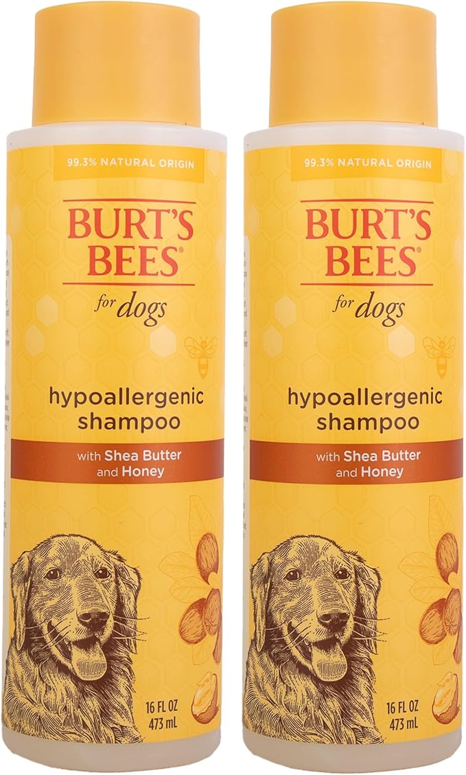 Burt's Bees for Pets Hypoallergenic Shampoo for Dogs with Shea Butter and Honey, 2pk, 95% Natural Origin Formulas, Shampoo for Sensitive Dogs - Gentle Dog Shampoo, 2pk, 16 oz