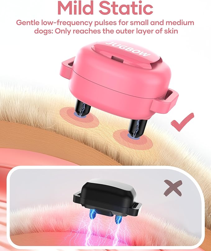 Jugbow Dog Training Collar - 4200FT Remote Dog Collar with 3 Training Modes for Small Dogs with Pet ID Tag & Security Lock, IPX8-Waterproof Rechargeable E-Collar for Mini Small Medium Dogs (Pro Pink)