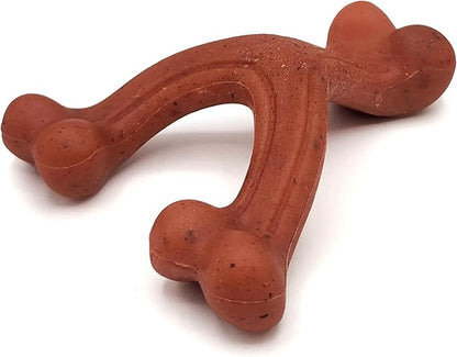 Nylabone Wishbone Strong Chew Toy for Dogs Made with Real Bacon, Durable Dog Chew Bones for Aggressive Chewers, Long-Lasting Flavor Keeps Dogs Busy, Small Dog Toys - Up to 25 lbs, 1 Count