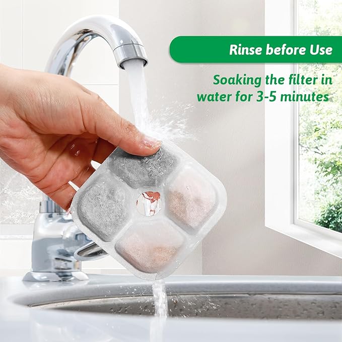 Cat Water Fountain Replacement Filters Fit for 2.5L Fountain with Whiskers Pattern Triple Action Water Pet Cat Drinking Fountain Filter Pack of 8
