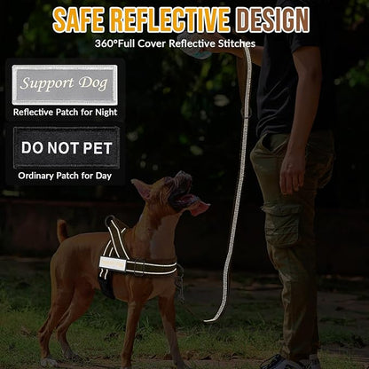 Lukovee No Pull Dog Harness & Leash Set - Heavy Duty Dog Vest Harness with Soft Padded for Medium Large Dogs, Adjustable Reflective Tactical Pet Harness for Easy Walk and Training (L, Yellow)