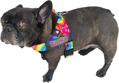 BULLHUG Adjustable Dog Harness– No Pull, No Choke – for English Bulldogs, French Bulldogs, Pugs & Broad-Chested Breeds – Easy, Safe Walks (TIE DYE, XL)