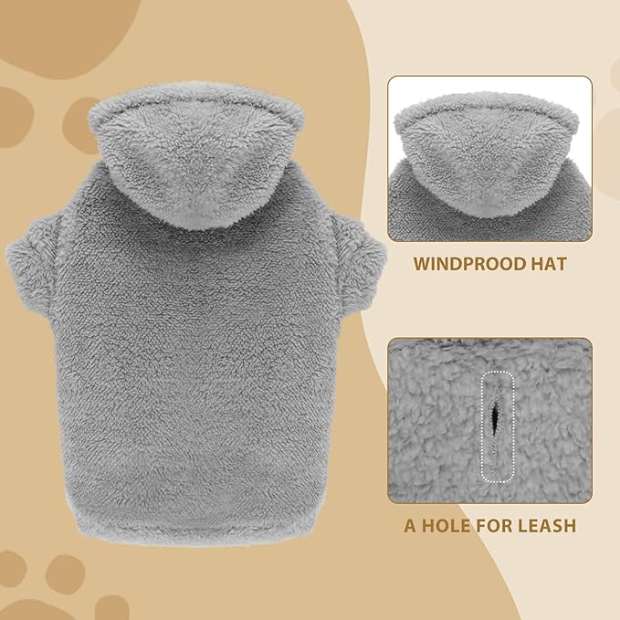 Fuzzy Dog Sweaters for Large Dogs Pet Hoodie Clothes Warm Coats Hooded Sweatshirt Dog Sweaters for Extra Large Dogs(Grey-XXL)