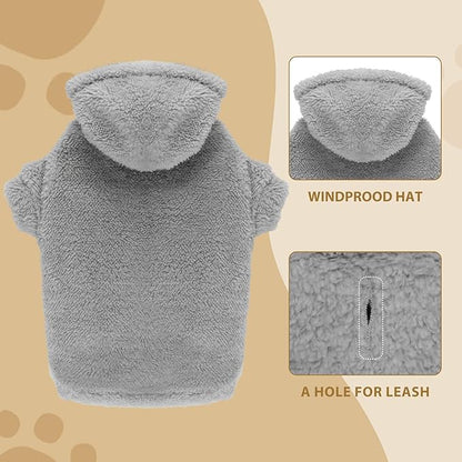 Fuzzy Dog Sweaters for Large Dogs Pet Hoodie Clothes Warm Coats Hooded Sweatshirt Dog Sweaters for Extra Large Dogs(Grey-XXL)