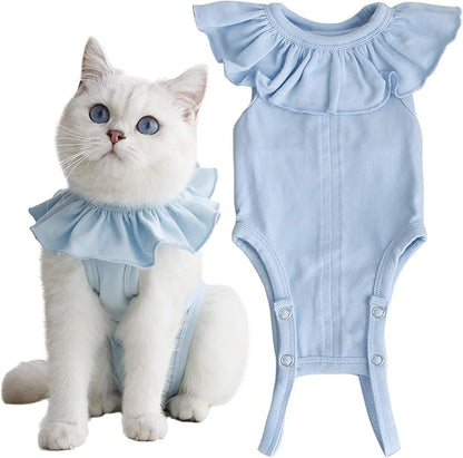 Cat Recovery Suit for Abdominal Wounds and Skin Diseases,Breathable Surgical Recovery Shirt After Surgery Wear Anti Licking Wounds,E-Collar Alternative for Female Cats Kitten(RSC01-blue-m)