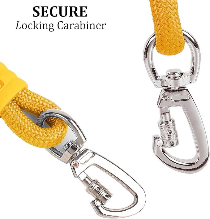 JSXD Dog Leash,5 FT Heavy Duty Dog Training Leash,Double Handle Comfortable Padded Hands Free Dog Leash,Adjustable Crossbody Waist Leash for Small Medium Large Dogs(Yellow)