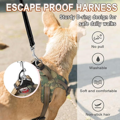 Dog Harness Step in Dog Vest Harness, Reflective Adjustable Puppy No Pull Harness Breathable Soft for Small and Medium Dogs Cats, Camo, XS