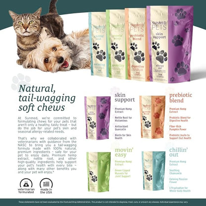 Sunmed Chillin' Out Hemp Dog Chews with Chamomile & L-Tryptophan – Stress Relief, Calming & Relaxation for Dogs – Helps with Anxiety & Stressful Situations – 40 Count