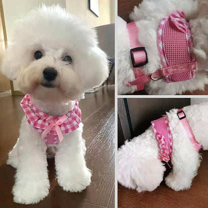 SuperBuddy Upgraded Soft Mesh Dog Harness, Super Breathable Lightweight Pet Harnesses for Puppy Dogs Outdoor Walking, Pink Dog Harness -Large