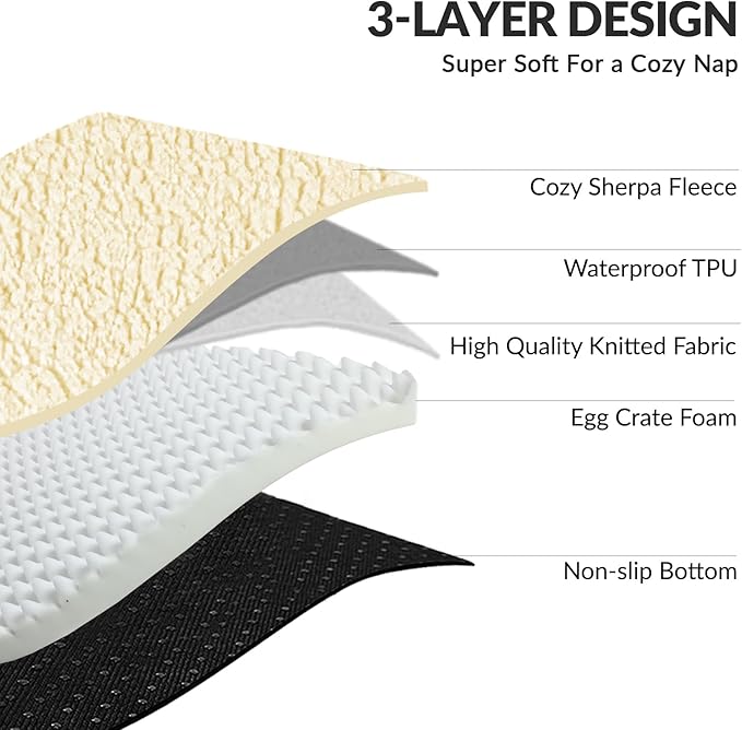 Patas Lague Orthopedic XL Dog Bed Large Sized Dog 48''X30'', Waterproof L Bolster Big Large Pet Sofa Beds with Removable Washable Cover, Soft Comfortable Pet Couch Crate Mat with Nonskid Bottom, Cream