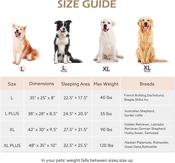 JOEJOY XL Orthopedic Dog Beds Large Sized Dog, Extra Thick Supportive Big Dogs Couch Bed with Sides, Ultra Soft Pet Bed Sofa for Large Dogs, Brown, 42''x30''
