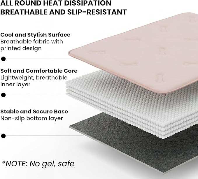 DORMORA Cooling Pet Mat – 31x28.5 Dog or Cat Cool & Comfy, Soft Breathable Self-Cooling Pad, Pet-Safe, Durable, Perfect for Hot Weather, Naps, Crates, Cars, Couch, Washable, Take Anywhere, Pink