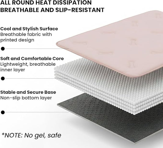 DORMORA Cooling Pet Mat – 31x28.5 Dog or Cat Cool & Comfy, Soft Breathable Self-Cooling Pad, Pet-Safe, Durable, Perfect for Hot Weather, Naps, Crates, Cars, Couch, Washable, Take Anywhere, Pink