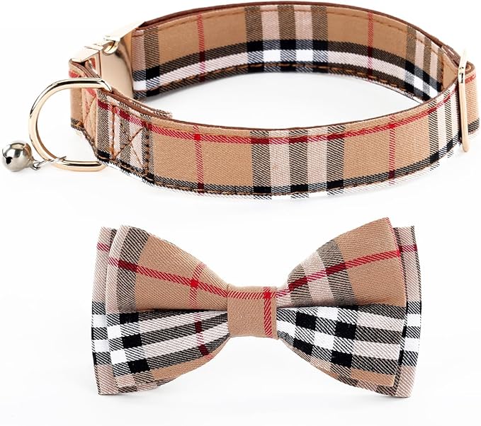 Yizepet Dog Collar with Bow Tie- Adjustable pet Collar for Dogs with Plastic Buckle Collar, Stylish Pattern for Small Medium or Large Boy and Girl Dog and Cat
