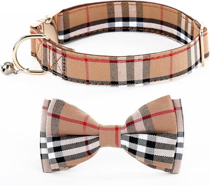 Yizepet Dog Collar with Bow Tie- Adjustable pet Collar for Dogs with Plastic Buckle Collar, Stylish Pattern for Small Medium or Large Boy and Girl Dog and Cat