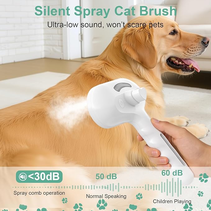 Dog Brush Cat Brushes for Shedding,Pet Steam Brush for Dogs Cats Spray Hair Removal Comb Steam Grooming for Long Short Haired Pets,Anti-Static Self Cleaning Grooming Tool Removes Loose Hair,white