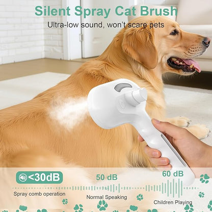 Dog Brush Cat Brushes for Shedding,Pet Steam Brush for Dogs Cats Spray Hair Removal Comb Steam Grooming for Long Short Haired Pets,Anti-Static Self Cleaning Grooming Tool Removes Loose Hair,white