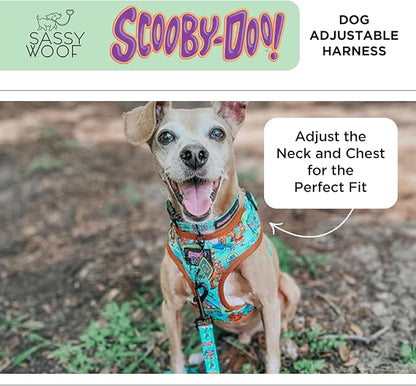Sassy Woof Dog Adjustable Harness - Scooby-Doo™ - M, Breathable Mesh, No Pull Design with Two D-Rings, Patented Design, Perfect for Medium Dogs - Officially Licensed