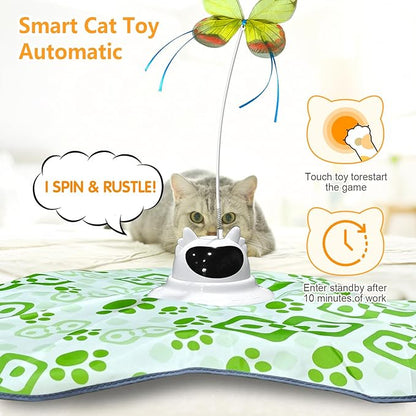 AO LI GEI Interactive Cat Toys Hide and Seek,3 in 1 Cats Rechargeable Interactive Kitten Toy with Remote Control, Automatic Fluttering Butterfly, Moving Ambush Feather,Kitten Indoor Cat Exercise Toy