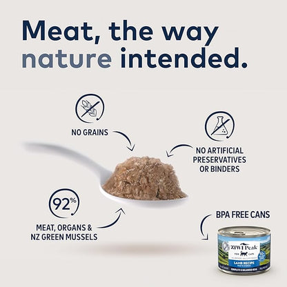 ZIWI Peak Wet Cat Food – All Natural, High Protein, Grain Free, Limited Ingredient, with Superfoods (Lamb, Case of 12, 6.5oz Cans)