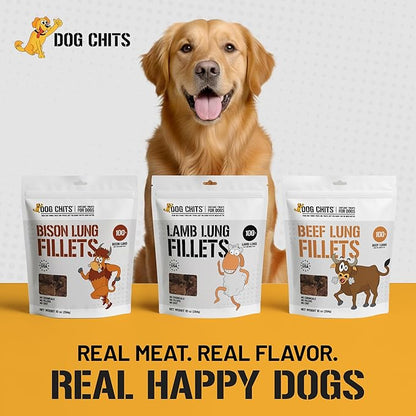 Dog Chits Lamb Lung Fillets Dog and Puppy Treats - Low Fat, High Protein Single Ingredient Dog Treat - Easy to Break Slices - Great for Training - Made in USA, Large 10 oz. Bag